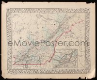 9c290 MAP OF QUEBEC 13x15 special poster 1872 area in Canada by Samuel Augustus Mitchell!