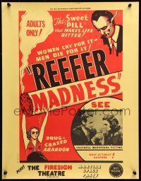9c296 REEFER MADNESS 17x22 special poster R1972 marijuana is the sweet pill that makes life bitter!