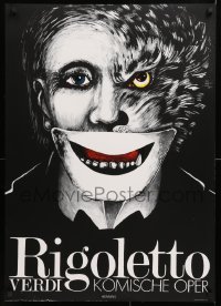 9c434 RIGOLETTO 22x32 East German stage poster 1983 art of a masked person by Henning!