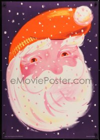 9c298 SANTA CLAUS 25x36 Swiss special poster 1950s great close-up art of him with red eyes!