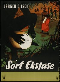 9c109 SORT EKSTASE 25x34 Danish advertising poster 1955 Stilling art of drum players & women dancing