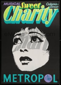 9c446 SWEET CHARITY 23x32 East German stage poster 1975 close-up art of Charity's face!