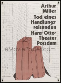 9c451 TOD EINES HANDLUNGSREISENDEN 23x32 East German stage poster 1987 art of two suitcases!