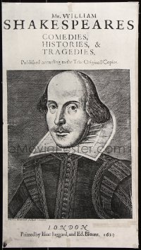 9c315 WILLIAM SHAKESPEARE 17x30 special poster 1970 cool woodcut portrait by Droeshout!