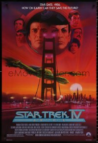 9c901 STAR TREK IV 1sh 1986 art of Leonard Nimoy, Shatner & Klingon Bird-of-Prey by Bob Peak!