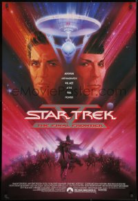 9c903 STAR TREK V 1sh 1989 The Final Frontier, art of William Shatner & Leonard Nimoy by Bob Peak!