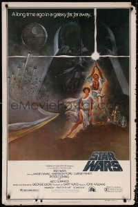 9c094 STAR WARS style A heavy stock 27x41 video poster R1982 George Lucas classic sci-fi epic, great art by Tom Jung!