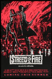 9c925 STREETS OF FIRE advance 1sh 1984 Walter Hill, Riehm pink dayglo art, a rock & roll fable!