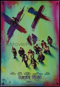 9c932 SUICIDE SQUAD teaser DS 1sh 2016 Smith, Leto as the Joker, Robbie, Kinnaman, cool cast image!