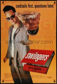 9c937 SWINGERS 1sh 1996 partying Vince Vaughn with giant martini, directed by Doug Liman!