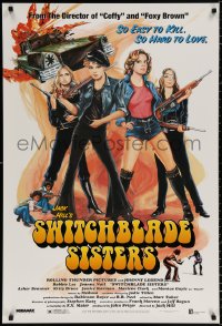 9c938 SWITCHBLADE SISTERS 1sh R1996 sexy bad girl gang with guns, great vintage-style art!