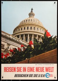 9c040 BESUCHEN SIE DIE USA 20x28 travel poster 1960s Visit the U.S.A. and see the Capitol building!