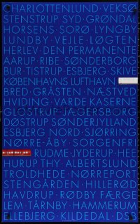 9c044 DSB Arnoldi blue Kildedal style 24x39 Danish travel poster 2001 Danske Statsbaner, cool art!