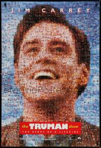 9c972 TRUMAN SHOW teaser DS 1sh 1998 really cool mosaic art of Jim Carrey, Peter Weir