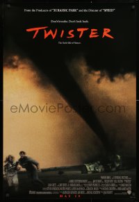 9c974 TWISTER advance DS 1sh 1996 storm chasers Bill Paxton & Helen Hunt, cool tornado image!