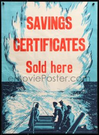 9c026 SAVINGS CERTIFICATES SOLD HERE 20x27 English WWII war poster 1940s deploying depth charges!