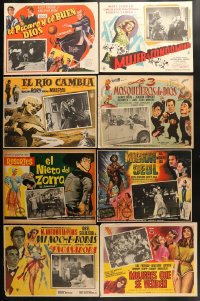 9d336 LOT OF 14 MEXICAN LOBBY CARDS 1950s-1960s great scenes from a variety of different movies!