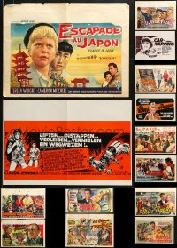 9d461 LOT OF 16 FORMERLY FOLDED HORIZONTAL BELGIAN POSTERS 1950s-1970s from a variety of movies!