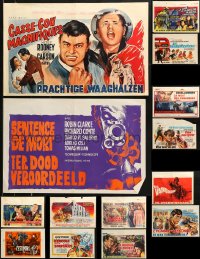 9d460 LOT OF 19 FORMERLY FOLDED HORIZONTAL BELGIAN POSTERS 1950s-1970s from a variety of movies!