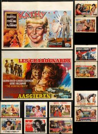 9d463 LOT OF 14 FORMERLY FOLDED HORIZONTAL BELGIAN POSTERS 1950s-1970s from a variety of movies!