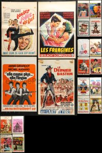 9d459 LOT OF 20 FORMERLY FOLDED BELGIAN POSTERS 1950s-1970s great images from a variety of movies!