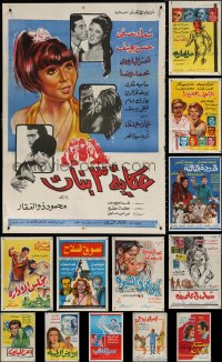 9d426 LOT OF 15 FORMERLY FOLDED EGYPTIAN POSTERS 1960s-1970s a variety of different movie images!