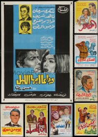 9d427 LOT OF 14 FORMERLY FOLDED EGYPTIAN POSTERS 1960s-1970s a variety of different movie images!