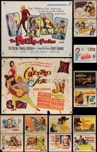 9d446 LOT OF 17 FORMERLY FOLDED HALF-SHEETS 1940s-1960s great images from a variety of movies!