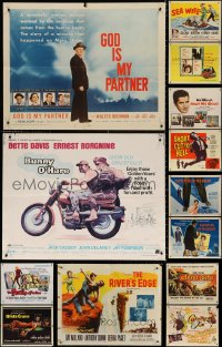 9d448 LOT OF 13 FORMERLY FOLDED HALF-SHEETS 1950s-1960s great images from a variety of movies!