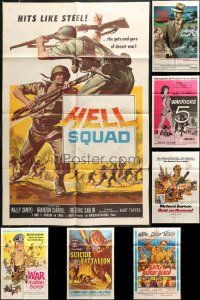 9d181 LOT OF 7 FOLDED 1950S-70S WORLD WAR II ONE-SHEETS 1950s-1970s military movie images!
