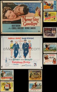 9d447 LOT OF 15 FORMERLY FOLDED HALF-SHEETS 1950s-1960s great images from a variety of movies!