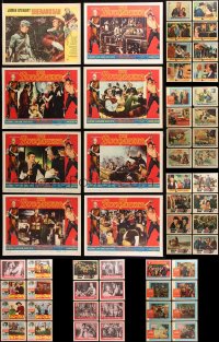 9d261 LOT OF 57 LOBBY CARDS 1950s-1960s mostly complete sets from a variety of movies!
