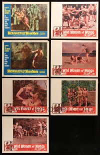 9d316 LOT OF 7 LOBBY CARDS 1950s-1960s Hercules Against the Moon Men, Wild Women of Wongo!