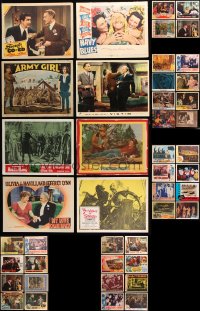 9d277 LOT OF 44 LOBBY CARDS 1920s-1950s great scenes from a variety of different movies!
