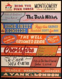 9d341 LOT OF 12 5X28 MINI PAPER BANNERS 1940s cool stylized titles for a variety of movies!