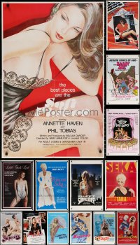 9d164 LOT OF 16 FOLDED SEXPLOITATION ONE-SHEETS 1970s-1980s sexy images with partial nudity!
