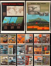 9d340 LOT OF 20 UNFOLDED ATLAS OF VOLCANIC PHENOMENA 16X22 SPECIAL POSTERS 1971 scientific facts!