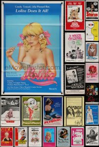 9d473 LOT OF 24 FORMERLY TRI-FOLDED 27X41 SEXPLOITATION ONE-SHEETS 1970s-1980s sexy images!