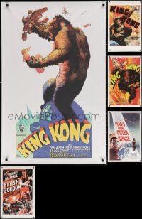 9d452 LOT OF 6 UNFOLDED 27X41 REPRODUCTION POSTERS 1980s King Kong, Frankenstein, Flash Gordon!