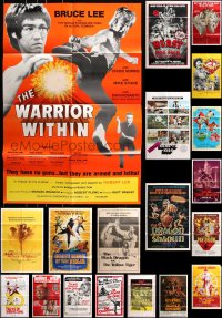 9d144 LOT OF 52 FOLDED KUNG FU ONE-SHEETS 1970s-1980s from a variety of martial arts movies!