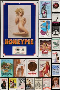 9d153 LOT OF 31 FOLDED SEXPLOITATION ONE-SHEETS 1970s-1980s sexy images with partial nudity!
