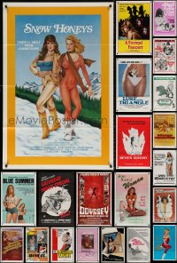 9d466 LOT OF 31 FORMERLY TRI-FOLDED 27X41 SEXPLOITATION ONE-SHEETS 1970s-1980s sexy images!