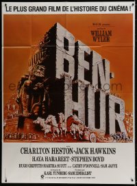 9f630 BEN-HUR French 1p R1980s Charlton Heston, William Wyler classic religious epic!