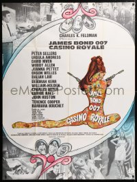 9f652 CASINO ROYALE French 1p 1967 Bond spy spoof, sexy psychedelic Kerfyser art + photo montage!