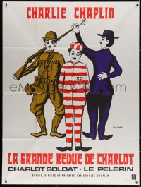 9f654 CHAPLIN REVUE French 1p R1973 Charlie comedy compilation, great art by Leo Kouper & Boumendil!