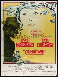9f655 CHINATOWN French 1p 1974 art of Jack Nicholson & Faye Dunaway by Jim Pearsall, Roman Polanski
