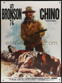 9f657 CHINO French 1p 1974 Charles Bronson, art of dead Native American Indian, The Valdez Horses!