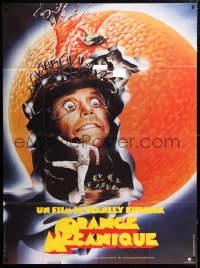 9f662 CLOCKWORK ORANGE French 1p R1982 Stanley Kubrick classic, different art of Malcolm McDowell