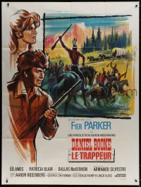9f674 DANIEL BOONE FRONTIER TRAIL RIDER French 1p 1967 art of Fess Parker by Boris Grinsson!