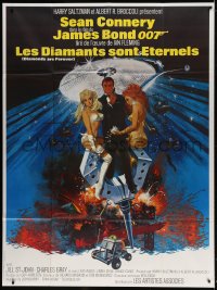 9f688 DIAMONDS ARE FOREVER French 1p R1980s McGinnis art of Sean Connery as James Bond & sexy girls!